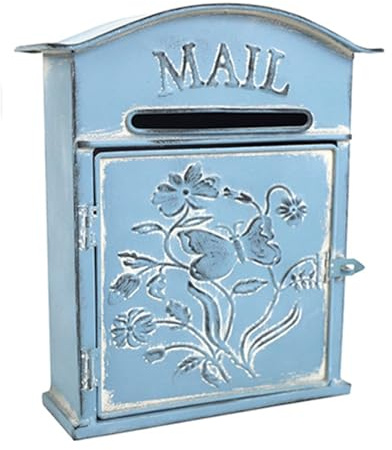 Wandbriefkasten, Eisenmetall-Einwurfkasten, Vintage Standbriefkasten Freistehend, Briefkästen für Den Außenbereich für Zuhause, Büro, Gewerbe und Dekoration, 31x10x27cm(Green)