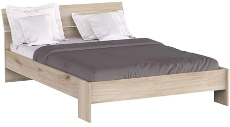 Demeyere Cama 135x190 cm, Cama Doble Prins Dormitorio, Estructura de Cama Matrimonio con Cabecero Roble Kronberg