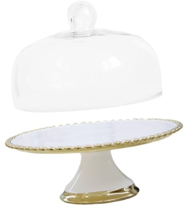 LIGIGWASH Alzatina Dolci in Porcellana con Base Alta e in Vetro Piatto Frutta per Snack e Dessert Espositore per Feste e Buffet