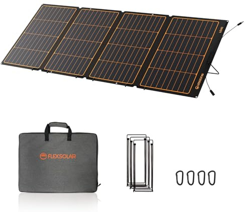FlexSolar 240W Portable Solar Panel, DC Output IP68 Waterproof Foldable Solar Chargers ETFE Panels Power Emergency Camping Home RV for Solar Generators Power Station