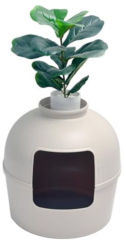 RHRQuality Kattenbak - Flower XXL – Verborgen Kattentoilet – Voor Grote Katten – Met Grote Ingang (51 cm) & Afneembare Bovenzijde – Cappuccino Cream