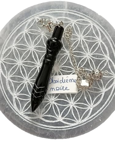 Pendule de Thot en pierres naturelles (gravés ou non) (obsidienne noire gravée)