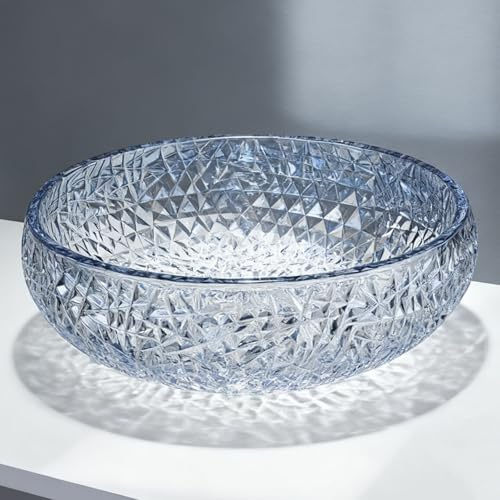 ZYCDP Glaswaschbecken Rund Aufsatzwaschtisch Ohne Hahnloch 410 X 410 X 160 mm Für Bad Kristallblau