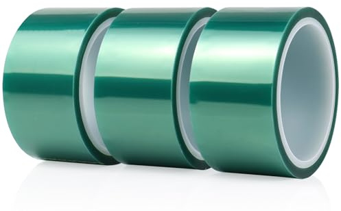 BOMEI PACK High Temp Tape Powder Coating, High Temp Masking Tape 3 Rolls x 2 inches x 216 Feet, Heat Resistant, Epoxy Release Ideal for Painting, Powder Coating, Circuit Board