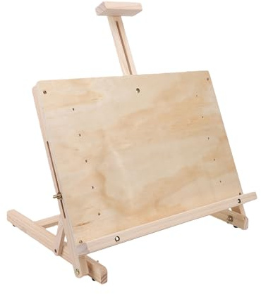 Eminchu Caballete de Mesa, Tablero de Dibujo de Artista de Madera de Haya Ajustable, Caballete Portátil Plegable con Soporte Estable, Ideal para Pintar, Dibujar, Exhibir Lienzos Artísticos de hasta 23
