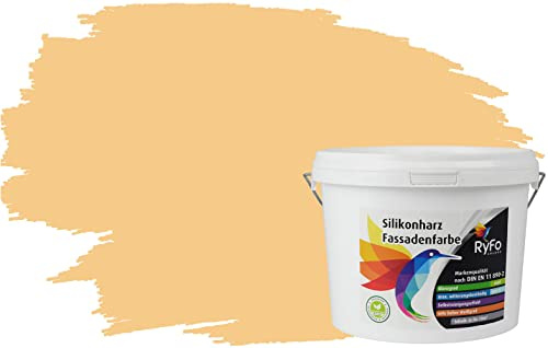 RyFo Colors Silikonharz Fassadenfarbe Lotuseffekt Trend Orangetöne Sunrise 3l - bunte Fassadenfarbe, weitere Orange Farbtöne und Größen erhältlich, Deckkraft Klasse 1