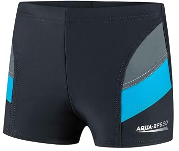 Aqua Speed Trainings Swimtrunks for Boys | blue swimwear boy | waterpolo swimtrunks | children swimwear | Boys Swimsuit | Swim Trunks | Swimming | 32. grey - blue size 152 | Andy