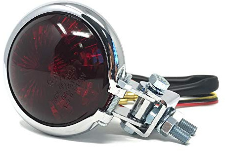 Motorrad LED Stop Rücklicht - Homologated - Chrom mit Rot Gläser für Cafe Racer, Scrambler, Maßgefertigt Projekt