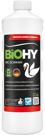 BiOHY WC-Schwan (1l Flasche) | WC-Reiniger Gel für hygienische Sauberkeit bis unter den Rand | angenehmer, langanhaltender Frische-Duft | Beugt Kalk und Urinstein vor