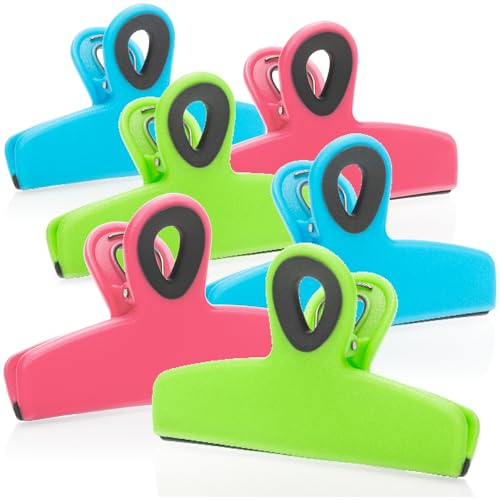 COM-FOUR® 6x clips de fermeture pour sacs - clips de fermeture larges pour sacs alimentaires - clips de fermeture en plastique - clips de sac pour fermer et conserver au frais