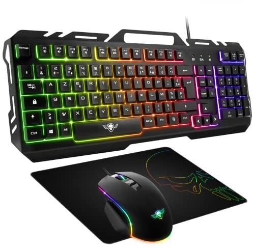 SPIRIT OF GAMER - Pack Gaming 3 en 1 Pro-MK5 - Clavier Gamer RGB Anti-Ghosting - Souris Gamer 7 Boutons RGB 3200 DPI - Tapis Anti-Dérapant - Compatible PC/PlayStation/Xbox