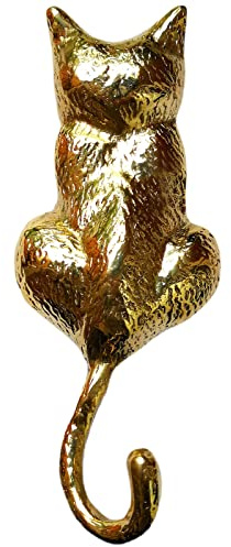 Anatolica Katzentürklopfer, massives Messing, 15,5 cm (poliertes Messing)