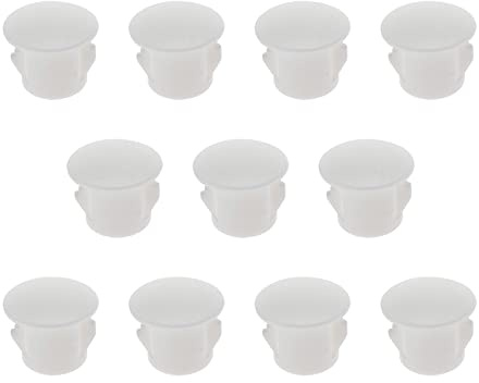 ECSiNG 100PCS Hole Plugs White Plastic 10mm Snap in Locking Hole Tube 10-10.5mm Steel Furniture Fencing Post Pipe Insert End Caps for Cupboards Wardrobes Cabinets Funiture