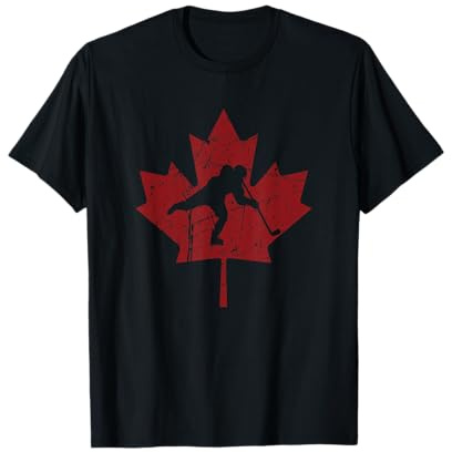 Canadian Hockey Player Vintage Canada Maple Leaf Ice Skating T-Shirt