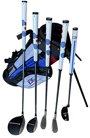 Fingerprints Junior Golf Club Set - Driver, Hybrid, 7i, PW, Putter with Stand Bag - Multiple Sizes - RH and LH (Golf Club Set for Golfers 38-45 Tall, Right)