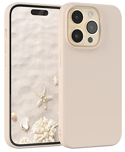 EAZY CASE - Silikonhülle für iPhone 14 Pro Hülle Silikon Case Beige weich stoßfeste Handyhülle Schutzhülle mit Kameraschutz Dünn Premium Schutz Cover TPU Phone Bumper in Pastell Taupe Matt