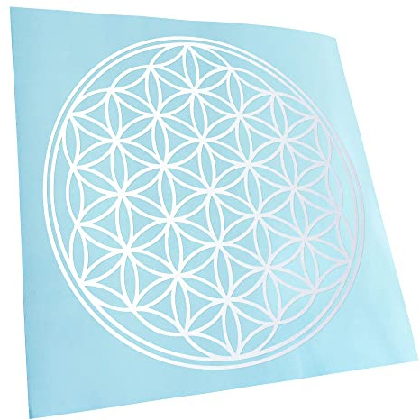 Kiwistar - Autoaufkleber - Mattweiss - 10x10cm Blume des Lebens Baum - Heckscheibe Auto Aufkleber wetterfest für Kfz LKW Mofa Truck - Sticker außen selbstklebend Tuning Zubehör für Fenster Fahrzeug