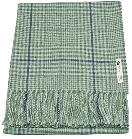 Generisch Alpaka Decke Wolldecke Kuscheldecke 150x200cm - Design Bern Karo (Grün)