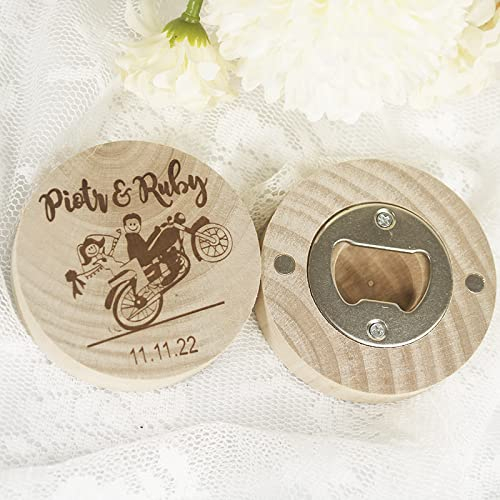 Abridor de botellas de cerveza de madera redondo grabado personalizado con imán Abrebotellas magnético de madera para refrigerador para cocina Reunión Fiesta-Personalizado divertido Nombre de la