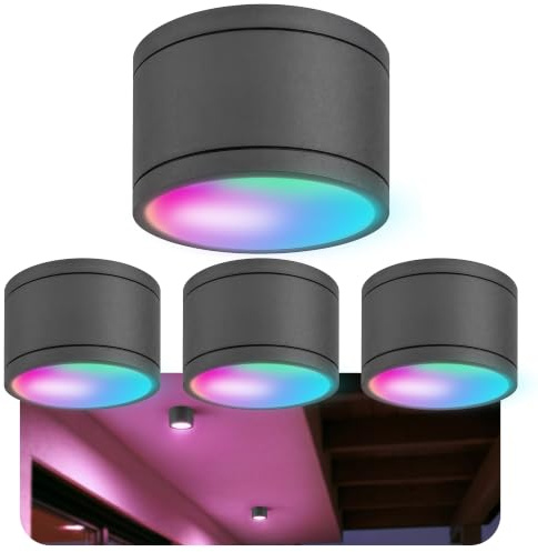 SSC-LUXon 4x CELI-WX Badezimmer Lampen Smarthome Deckenspots kompatibel mit Alexa, Siri & Google - WLAN RGB LED Downlight anthrazit