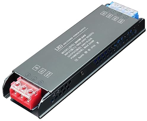 Transformateur 240V 24V 200W, SOARFLY Ultra Mince LED Driver Alimentation 8.33A, Transformateur 240V AC à DC Pas de Bruit Pas de Scintillement pour Ampoules et Bande Lumineuse LED