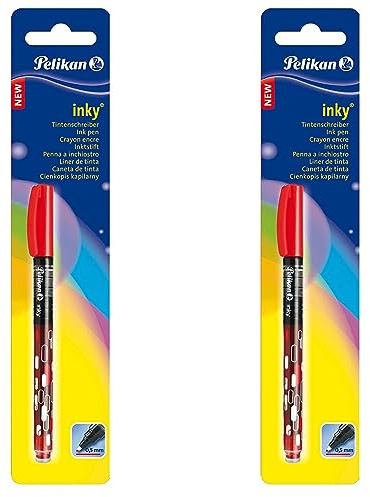 Pelikan 916197 Tintenschreiber Inky 273, Blister mit 1 Stück, rot (Packung mit 2)