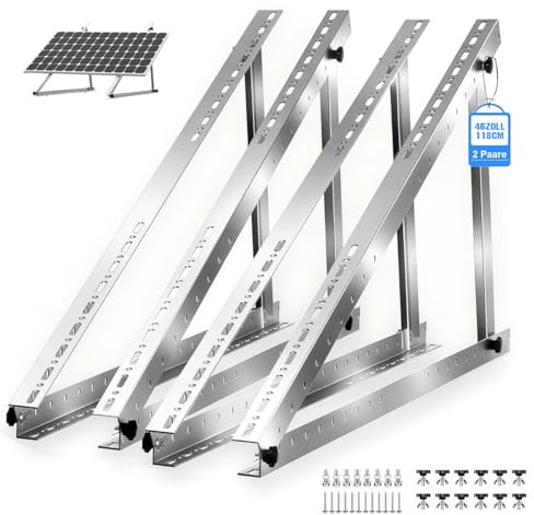 2 Sätze Solarpanel Halterung 117cm Solarmodul Halterung Balkonkraftwerk | für Solarpanel 100W-600W Winkel Einstellbar 0-90° Halterung für Dachhalterungen Solarmodule