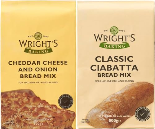 Wright's selection pack | cheddar and onion bread mix | Ciabatta Bread Mix | For Machine or Hand Baking | Suitable for Vegetarians