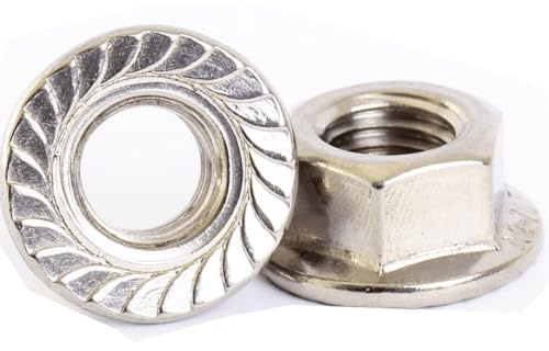 50x M8 Serrated Flange Hexagon Nuts, A2 Stainless Steel - Corrosion-Resistant Flanged Hex Lock Nuts for Bolts & Screws, Ideal for Secure DIY & Industrial Applications.