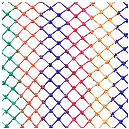 Child Safety Net for Kids Pet Toy, Protective Stairs Railing Netting, Colourful Nylon Balcony Rope Net Truck Bed Cargo Net Treehouse Climbing Decorative Net(Size:2*2m(7*7ft),Color:Colourful)