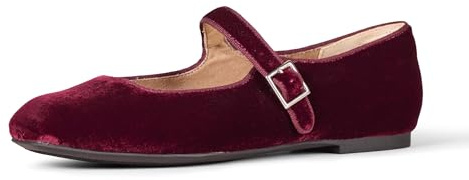 Amazon Essentials Ballerine Mary Jane Donna, Bordeaux Velluto, 36 EU