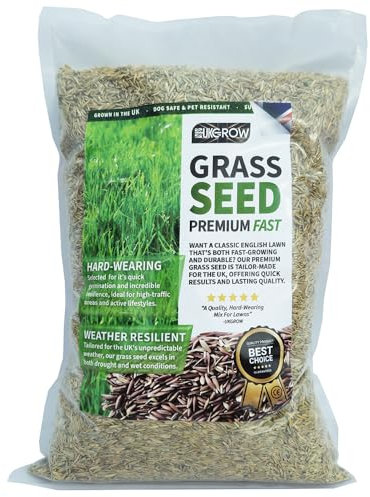UKGROW QuickStart Grass Seed - 2L Magic Bag for Lush, Green, Family-Friendly Lawns - Fast Germinating, Eco-Conscious & Pet-Safe Formula