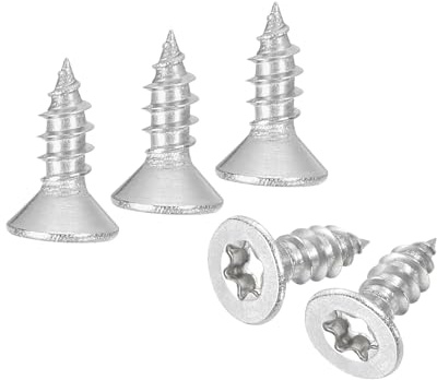 QUARKZMAN 100 Stück Flachkopf Torx-Schrauben, M4 x 12mm Torx Holzschrauben, 304 Edelstahl Senkkopfschrauben, Selbstschneidend, Passend für T20-Bit für Holz, Zäune, Terrassen (Silber)