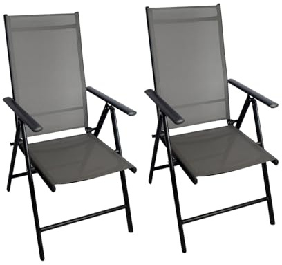 Chillroi® Klappsessel Aluminium 2er Set 7-Fach verstellbar witterungsbeständig Gartenstuhl Hochlehner Klappstuhl