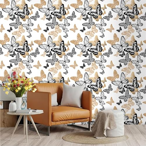 Selbstklebende Tapete Brauner Insekt Schwarz Strukturtapete Wandtattoo Schlafzimmer Tapete Selbstklebend Vliestapete Wallpaper for Living Room Tapeten Leicht zu Entfernen Wandschutzfolie 45x600cm