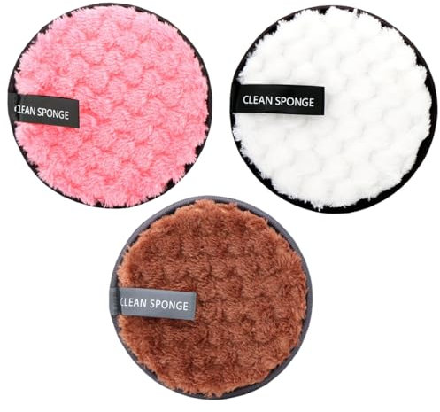 VYIBPDY Dischetti struccanti riutilizzabili 3 pezzi, dischetti struccanti riutilizzabili Dischetti struccanti lavabili Dischetti detergenti per il viso a doppia faccia，fibra superfine，11,5cm