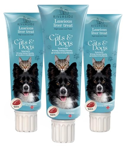 Liver Paste for Dogs & Cats - 3x90g Grain & Gluten Free Dog Pate - Nutrient-Rich Training Aid, Dog Treat For Licky Mats For Dogs (Oil Separation is natural) - EASY SQUEEZE TUBE