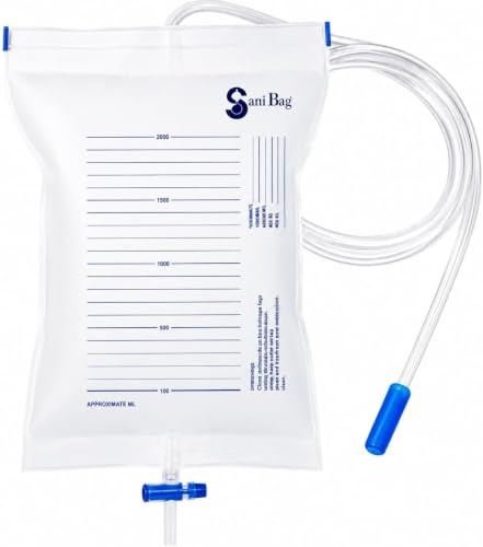 SANIFARMA Sacche Urina 2 Litri con Rubinetto di Scarico, 25 Pezzi, Tubo da 130 cm, Sacca Raccolta Urina Monouso per Catetere, Dispositivo Medico per Ospedale, RSA e Assistenza Domiciliare