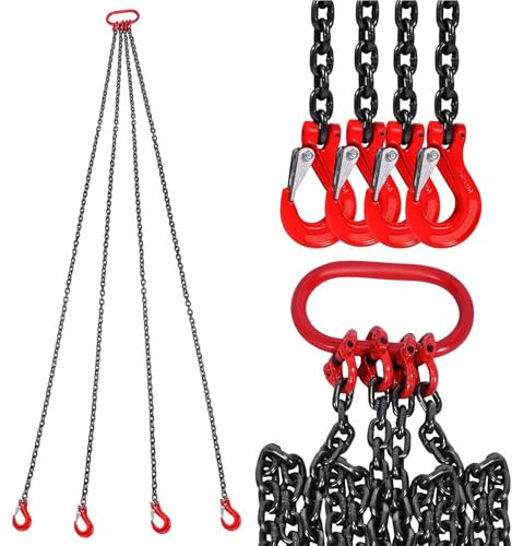 Generisch Hebeschlinge 2-4 Strang Hebeketten Multifunktional Hebezeug Kettenschlinge Mit Haken 4 Strang Anschlagkette Praktische Kettenschlinge Manganstahl Arbeits Rigging Hebel,B,100CM