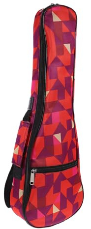 Ukulelentasche 21 Zoll aus Oxford Gewebe Rot mit Geometrischem Muster | Ukulele Tasche, Handlich Tragbar, und Gepolstert, für Zuhause und Reisen