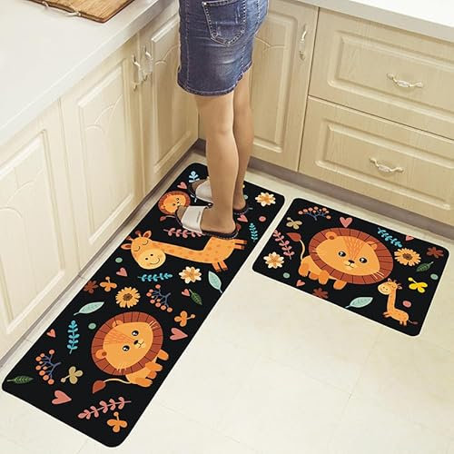 Küchenteppich Niedliche Tiere Küchenläufer,Teppich Für Küchenteppich Waschbar rutschfest, Fussmatte Aussenweich Und Superabsorbierend Waschbar In Waschmaschine 50X80