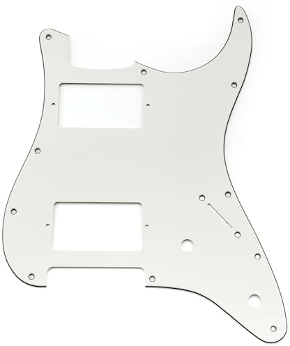 Musiclily Pro 11 Löcher ST HH Schlagbrett Pickguard 3-lagig Aged White | 2 Bedeckter Humbucker 2 Potis Aussparungen, für Fender Squier Strat Style E-Gitarre