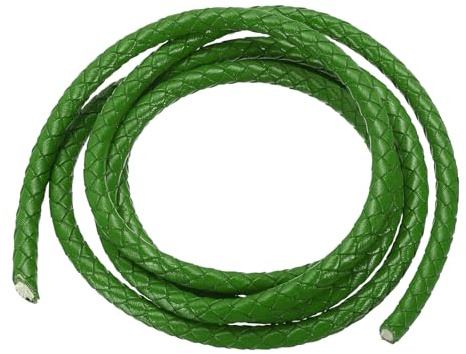 PATIKIL Cordone Rotondo Intrecciato In Pelle, 5mm Cordone Rotondo Intrecciato In Pelle Corda Piegata Per Artigianato Creazione Di Gioielli Collane Braccialetti, Verde (1.1 Iarde)
