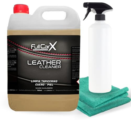 FULLCARX Leather Cleaner 750ml Pulizia Sedili Auto Lava Tappezzeria Cuio, Rimuove Macchie Potente Pulitore Tessuto Pelle Aroma Fresco Neutralizzante Detergente Interni Prodotto Professionale Detailing