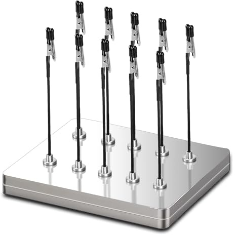 Siblaies Accesorios de modelismo, 10 x soportes de colores y 1 caja de hierro como base. Tercera mano flexible con pinzas de cocodrilo y base magnética. Ideal para modelado, soldadura con mano