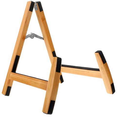 WESIEVYA Holz Gitarrenständer Boden Stand Akustik Gitarre Halter Display Robust Leicht Tragbar Platzsparend Vielseitig
