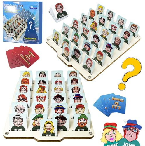 Wer Ist Es Spiel, Wer ist es Lustiges Ratespiel Brettspiel wer Bin ich Spiel Who Whats Their Name Brettspiel für Kinder ab 3 Jahren Lernspielzeug Aus Holz für Familien und Partyspaß