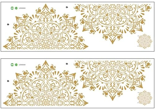 HORIALENCE Goldene Mandala Wandtattoos aus Pvc im Nationalstil 2 Stück und Leicht Ablösbar Glasschäden zur Wanddekoration im Schlafzimmer und Wohnzimmer