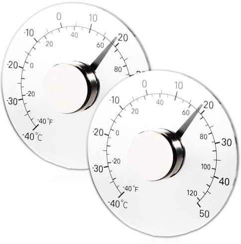 2 unidades de termómetro exterior para ventana, termómetro de ventana para exterior, ventana redonda transparente, sin pilas, autoadhesivo, impermeable, para casa, terraza