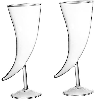 Alipis 2 pezzi Bicchieri da Cocktail Vetro Forma Corno Bue da Calici da Vino Decorativi per Feste e Uso Design Originale e Facile da Piccole